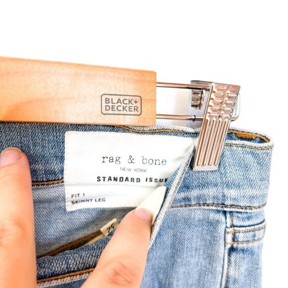 Rag & Bone Medium Wash Standard Issue Fit 1 Skinny Leg Distressed Denim Jeans 32 - Picture 3 of 8